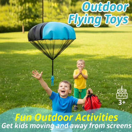 4PCS Hand Throw Parachute Toys Rip Stop Flying Game for Boys Girls Ages 3+