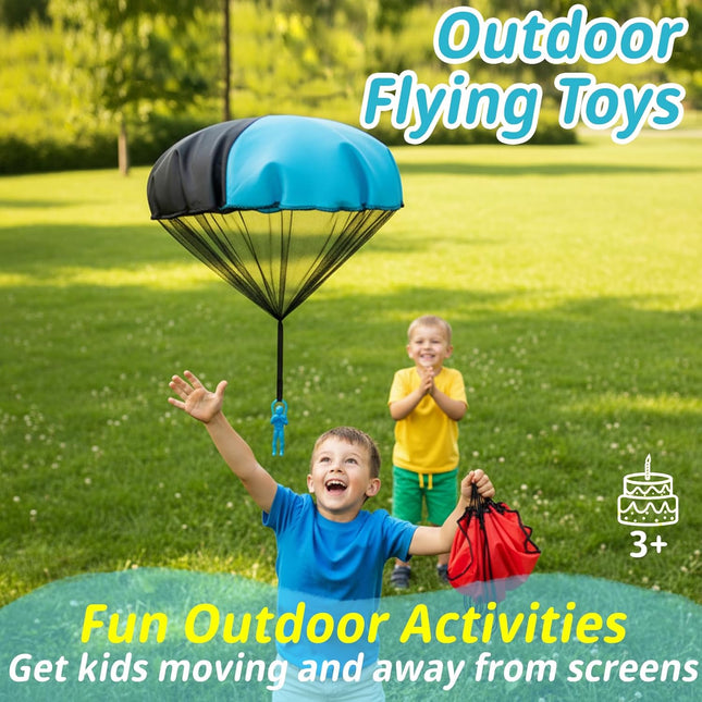 4PCS Hand Throw Parachute Toys Rip Stop Flying Game for Boys Girls Ages 3+