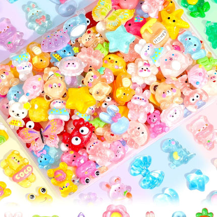 100 Pack Cute Resin Slime Charms Glittery DIY Craft Decoration Supplies
