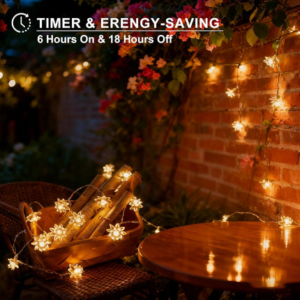 Battery Operated Flower String Lights 158" 40LED Lotus Fairy Lights Timer