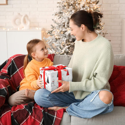 6-Pack White Christmas Wrapping Paper Recycled Jumbo Sheets, 28x40 Inches