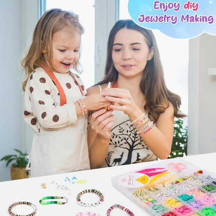 5300 Clay Beads Bracelet Kit – Stocking Stuffer Arts & Crafts Gift for Kids 8-12