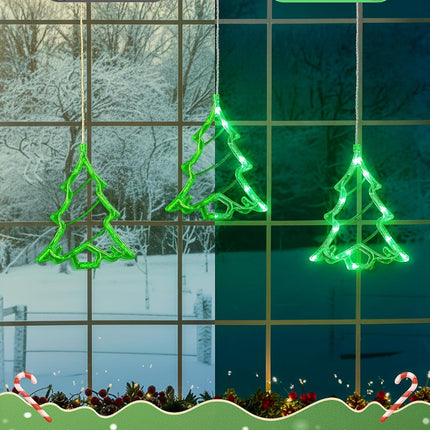 30LED Christmas Tree Curtain Lights, USB/Battery Operated Window Lights Bedroom, Room, Party & Holiday Decorations (Green)