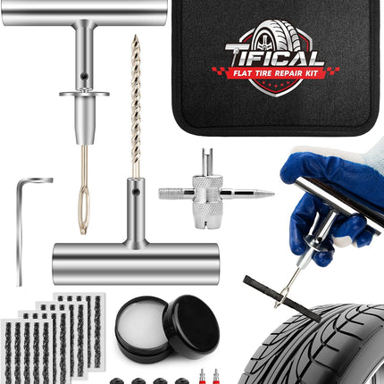 32PCS Flat Tire Repair Kit, Heavy-Duty Tubeless Puncture Repair Tools for Car ATV