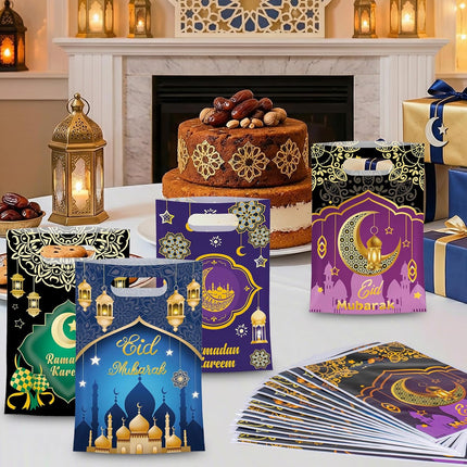 50 Pcs Ramadan Gift Bags with Handles – Eid Mubarak Party Favor Treat Bags, 4 Styles