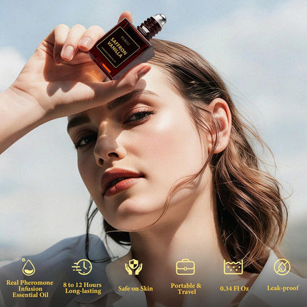 Saffron Vanilla Pheromone Perfume for Women, 10ml Long-Lasting Roll-On Fragrance