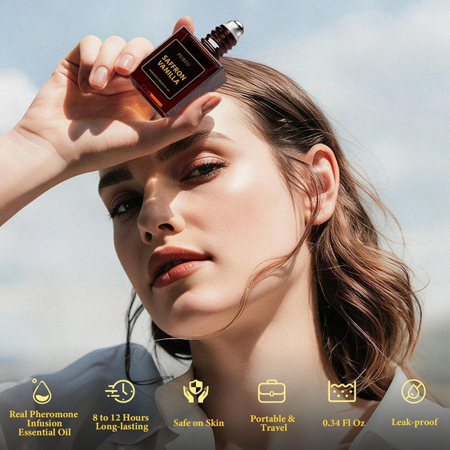 Saffron Vanilla Pheromone Perfume for Women, 10ml Long-Lasting Roll-On Fragrance