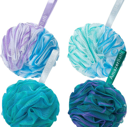 4 Pack 75g Loofah Bath Sponge Exfoliating Body Scrubber Flower Color Large
