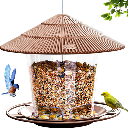 Outdoor Hanging Bird Feeder for Wild Bird Seed, Brown Garden Feeder