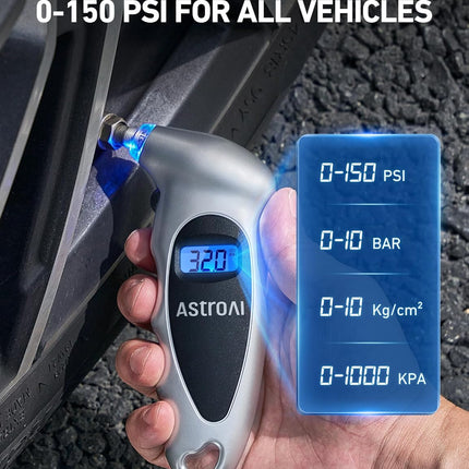 Digital Tire Pressure Gauge 0-150 PSI, Accurate LCD Gauge with Backlight