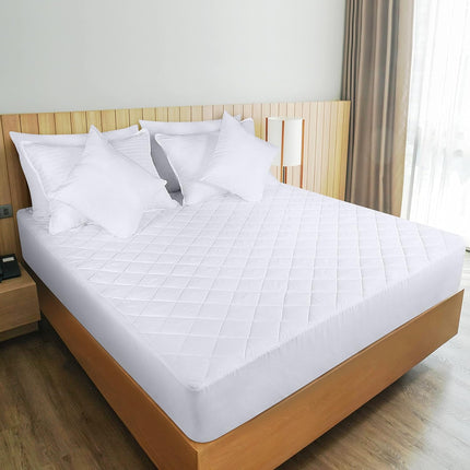 Queen Quilted Fitted Mattress Pad – Deep Pocket, Machine Washable, White