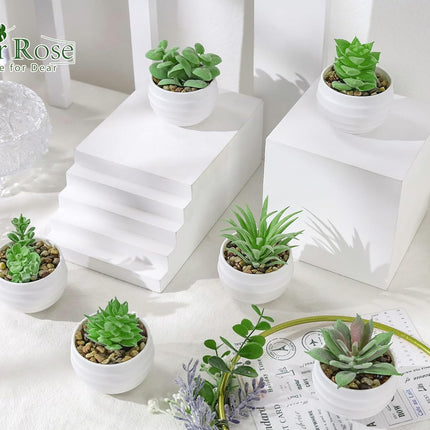 6-Piece Fake Succulent Plants – Bedroom, Living Room, Bathroom Decor