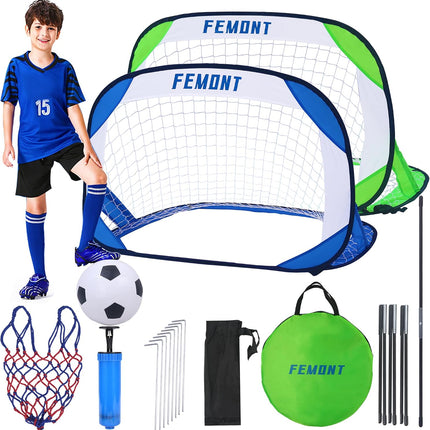 Portable Soccer Goals Set 4x2.5FT Pop Up Football Nets with Carry Bag for Kids