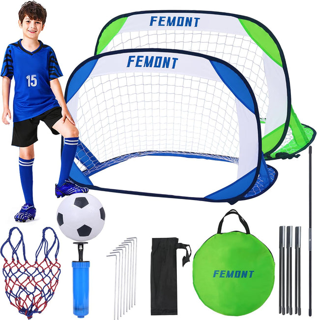 Portable Soccer Goals Set 4x2.5FT Pop Up Football Nets with Carry Bag for Kids