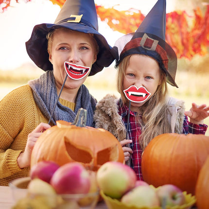 25-Piece Halloween Photo Booth Props Kit, Pumpkin Bat Ghost Skull Witch Party Decor