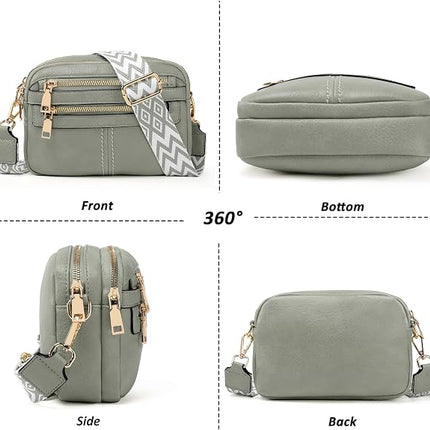 6-Pocket Crossbody Bag for Women, Vegan Leather Shoulder Purse, Travel Handbag