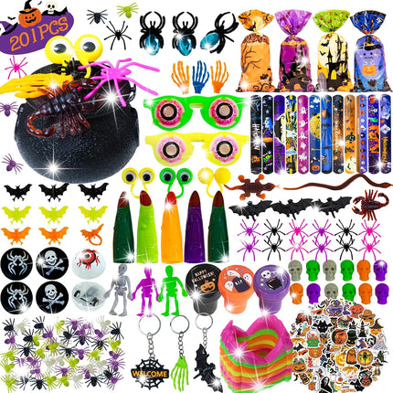 201-Piece Halloween Party Favors Set, Non-Candy Toys, Goodie Bags & Stickers