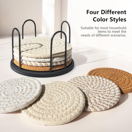 8-Piece Cotton Coasters – Absorbent, Multi-Color, Home & Coffee Table