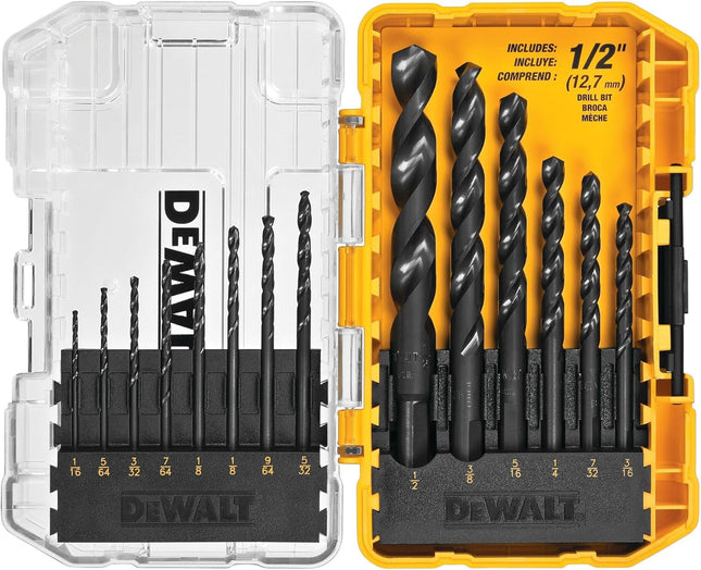 14pc Drill Bit Set with 3 Flat Shank 135° Split Point for Wood Metal Plastic