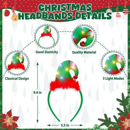2 Pack Christmas Light-Up Headbands & Necklaces – Holiday Party Accessories
