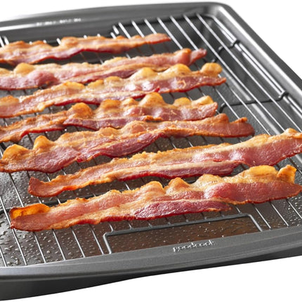 15x10.5 Nonstick Carbon Steel Baking Pan & Wire Rack Pizza Bacon Sheet Set