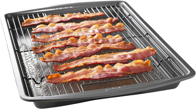 15x10.5 Nonstick Carbon Steel Baking Pan & Wire Rack Pizza Bacon Sheet Set