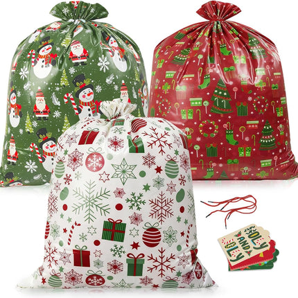 3 Pack Large Christmas Gift Bags – 36×44" Reusable Jumbo Holiday Sacks