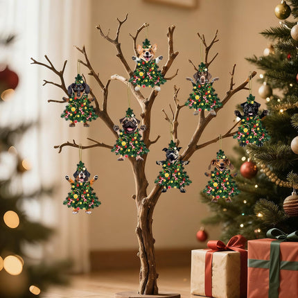 8 Pcs Christmas Dog Ornaments, Acrylic Hanging Decorations for Holiday Trees