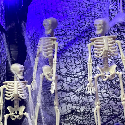 16-Piece 6in Mini Posable Skeletons, Rotating Head & Legs, Halloween Party Decor