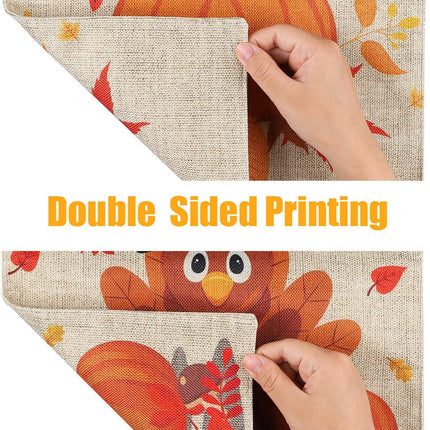 Double-Sided Thanksgiving Yard Flag, Pumpkin & Turkey Garden Banner 12x18