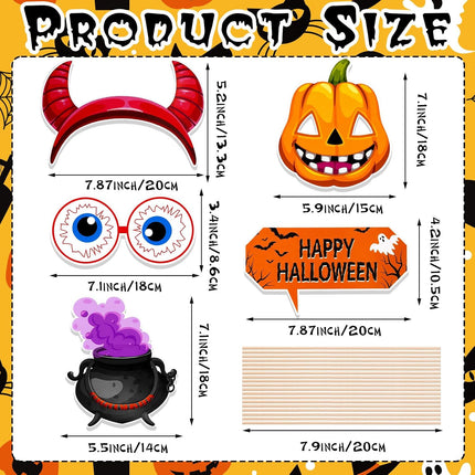 20-Pack Halloween Photo Booth Props, Monster Witch & Skull Party Accessories