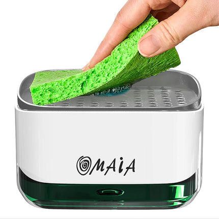 2-in-1 Dish Soap Dispenser with Sponge Holder – Kitchen Sink Organizer