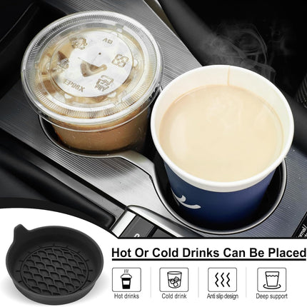 4-Pack Car Cup Holder Coasters – Universal Silicone Non-Slip Inserts, Black