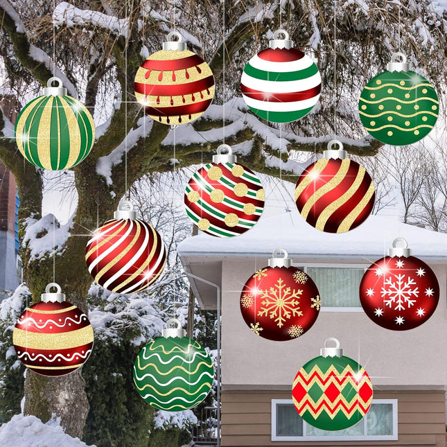 12-Pcs Hanging Candy Cane Ornaments for Christmas Yard: 8x8 Inch Outdoor Decorations