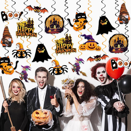 40-Piece Halloween Hanging Swirls, Ghost Pumpkin Witch Ceiling Streamers Party Decor