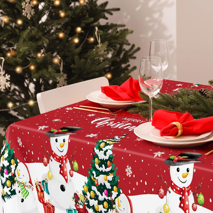 3-Pack Christmas Tablecloths – 54x108" Snowman Disposable Holiday Table Cover