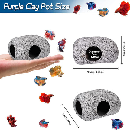 Small Ceramic Aquarium Rock Cave Betta Fish Hideout Shrimp Breeding Tank Decor