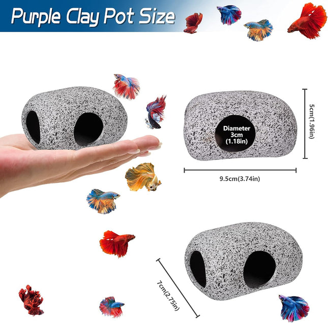 Small Ceramic Aquarium Rock Cave Betta Fish Hideout Shrimp Breeding Tank Decor