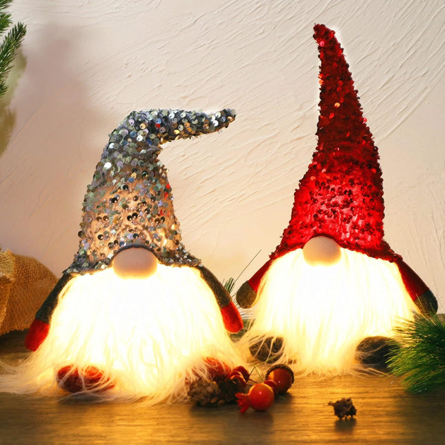 2PCS 12" Light-Up Christmas Gnomes – Plush Scandinavian Tomte Decorations