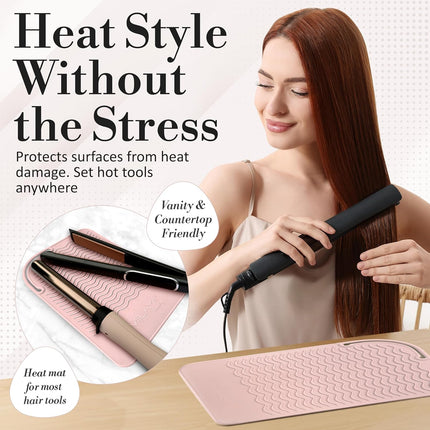 Hair Tool Heat Mat, Non Slip Silicone Holder for Curling Iron & Straightener