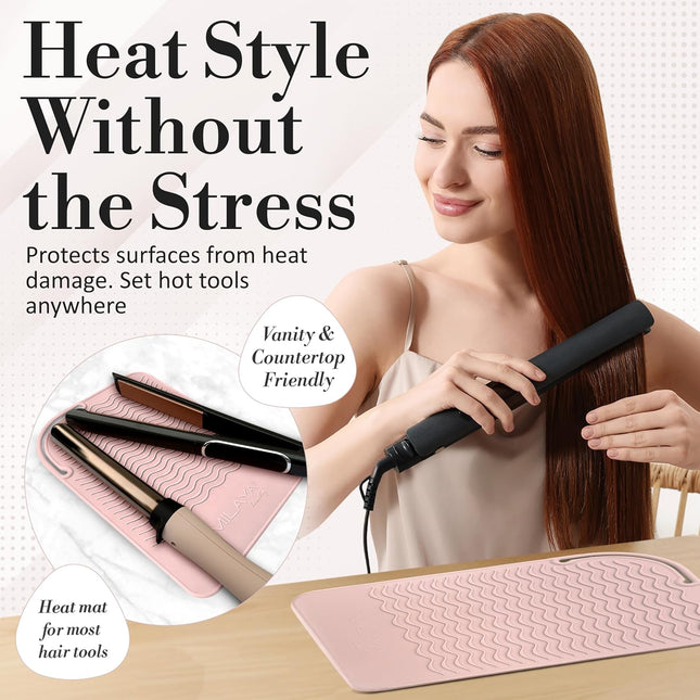 Hair Tool Heat Mat, Non Slip Silicone Holder for Curling Iron & Straightener