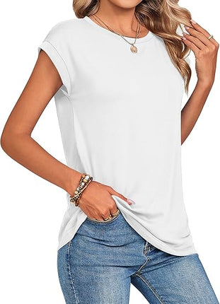 Women’s Summer Casual Cap Sleeve Tops Business Dressy Trendy Fashion Shirts