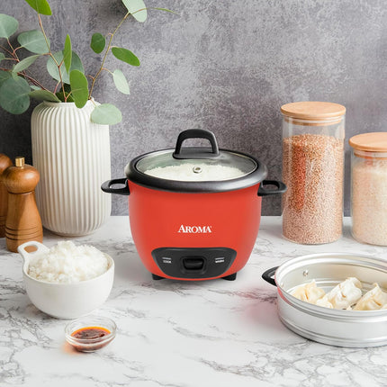 3-Cup Rice Cooker & Grain Cooker with 6-Cup Cooked Capacity, Orange