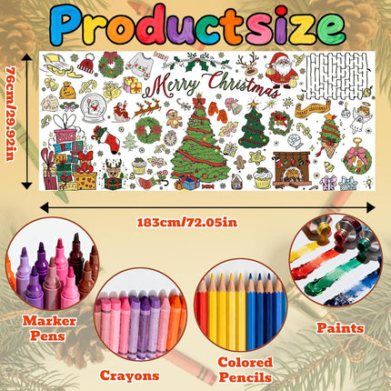 3-Pack Christmas Giant Coloring Posters – 30x72" Tablecloth Craft & Party Decor