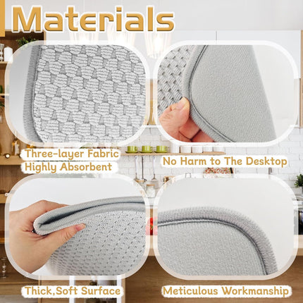 2 Pack Microfiber Dish Drying Mat, 24x17 Large Absorbent Kitchen Pads Gray