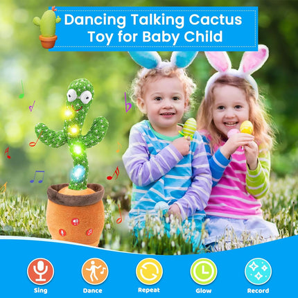 Christmas Dancing Talking Cactus Toy – Interactive Light-Up Mimic Toy