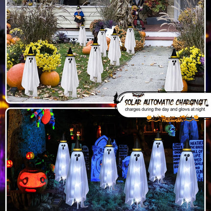 6-Pack Solar Ghost Lights, Floating Scary Halloween Yard & Pathway Decorations