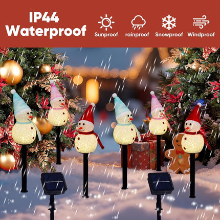 3 PCS Solar-Powered Multicolor Snowman Lights for Yard, Patio, Porch, Lawn