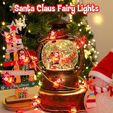 Christmas String Lights, Santa Claus & Snowflake Lights with Timer, Battery-Operated for Indoor Decor