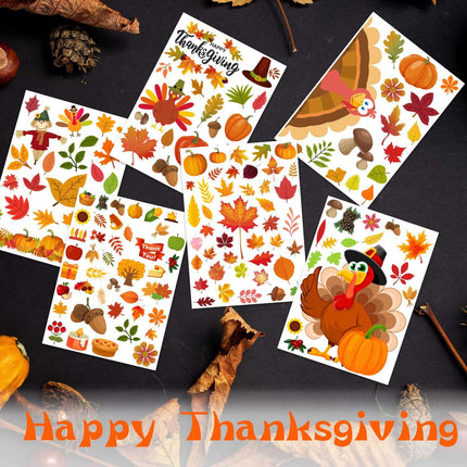 158pcs Turkey Fall Window Clings, Thanksgiving Decorations for Home & Office